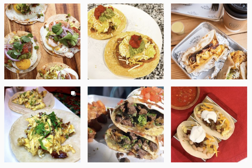 A gallery of of breakfast tacos.